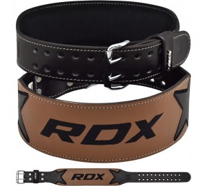 RDX 4 Inch Brown Leather Weightlifting Belt
